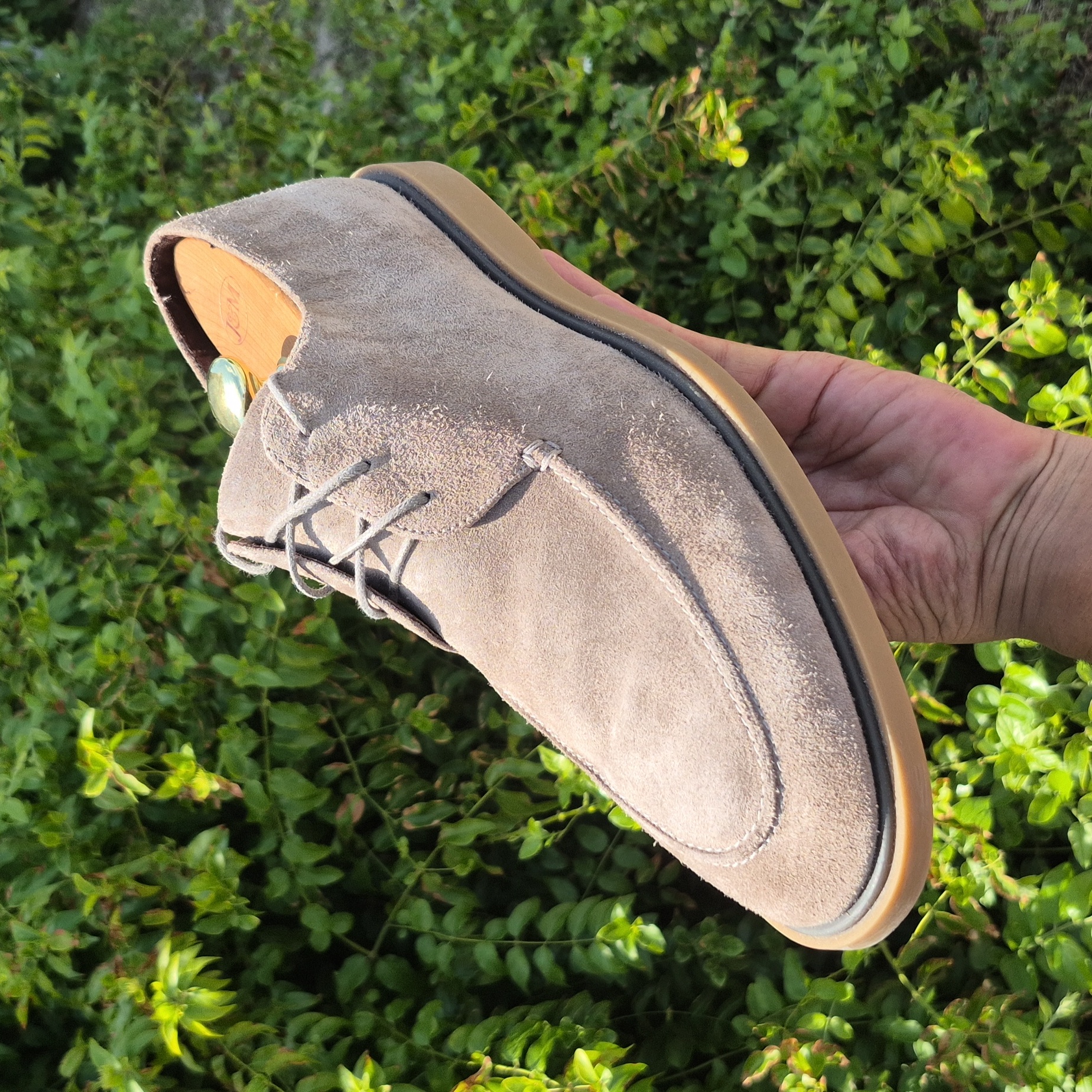 Section X (Brazil) Men's Unique Gray Taupe Classic Genuine Suede Oxfords